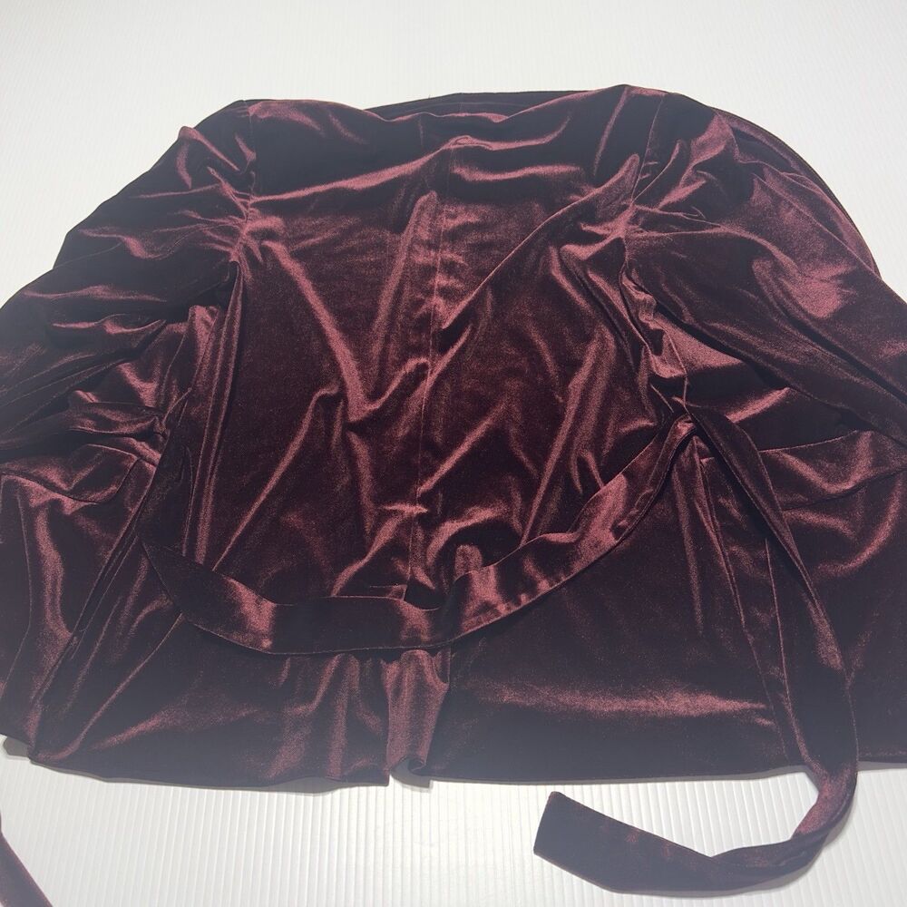 Laundry By Shelli Segal Velvet Velour Pant Suit Set M Burgundy MISSING BUTTON - Picture 3 of 15